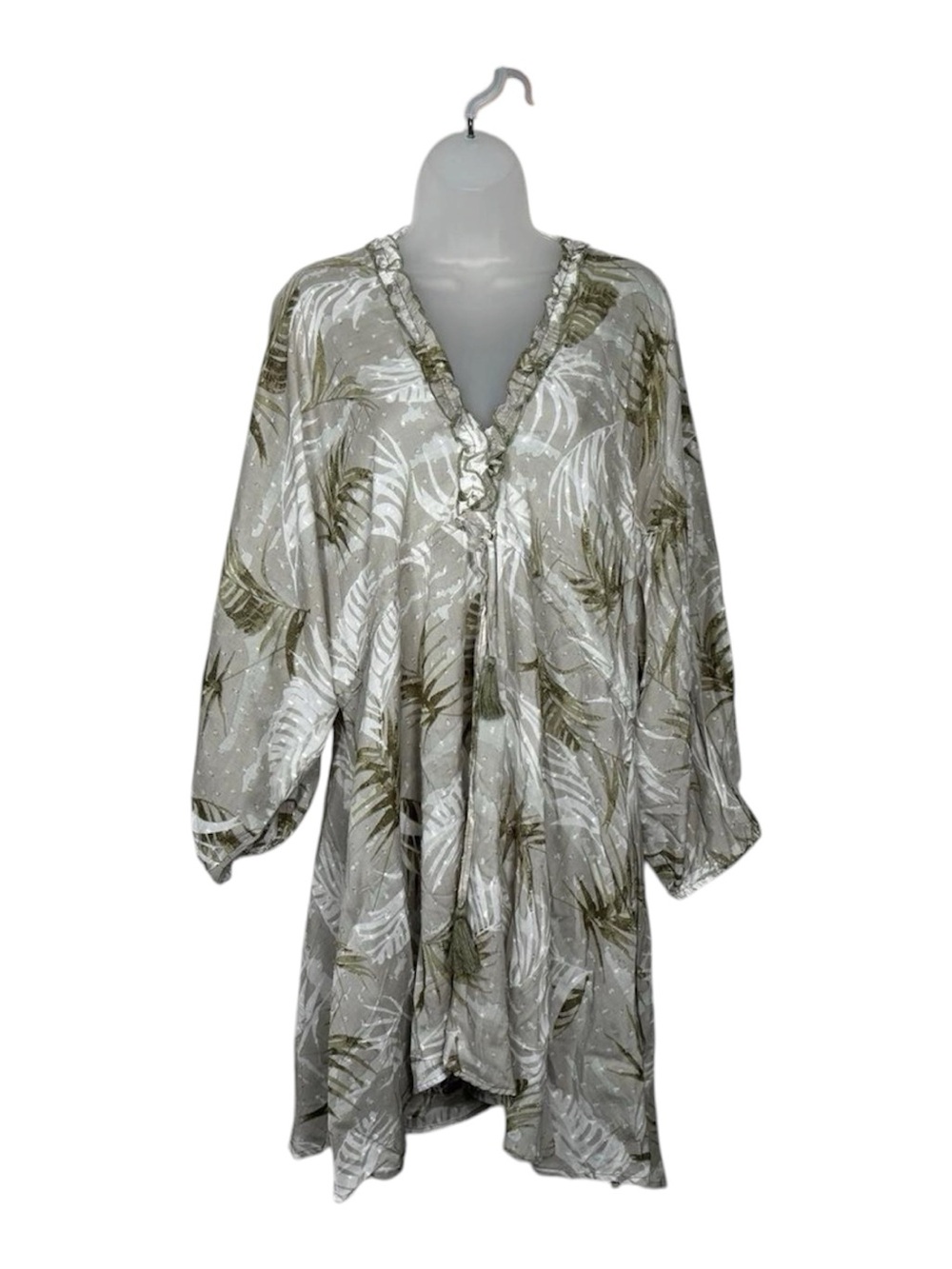 New Lucky and Coco Textured Plam Print Tropical Beach Coverup Size Large Summer